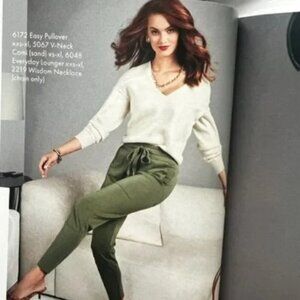 CABI Easy Pullover Sweater V-Neck Vintage White Sz M #6172 EUC